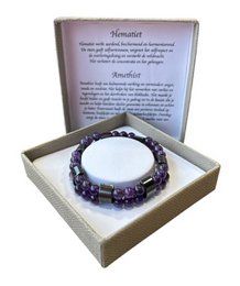 Damenarmband Amethyst 6 mm mit Hämatit