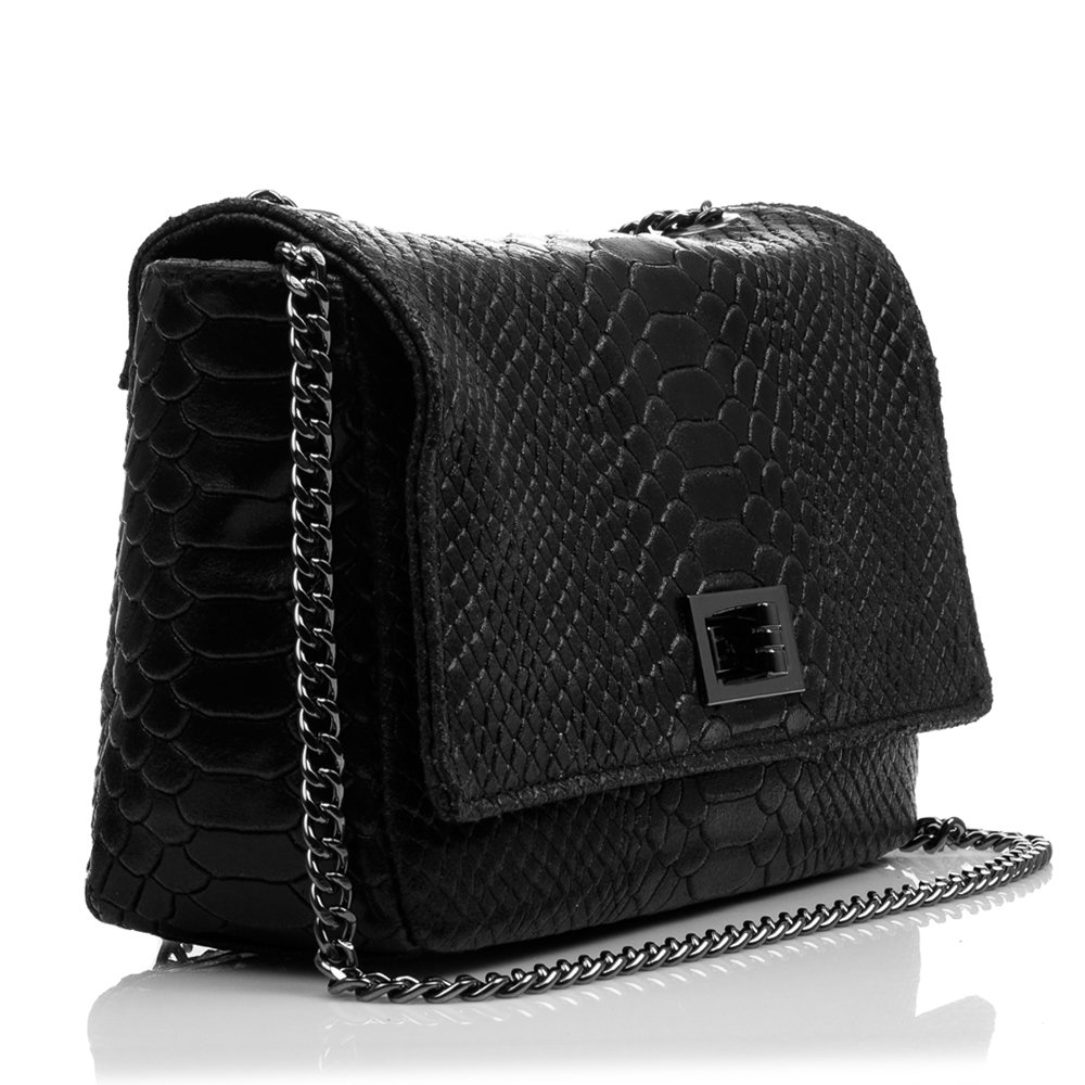 Florence Artegiani. Dalida Women's shoulder bag. Genuine Leather Suede Engraving Snake