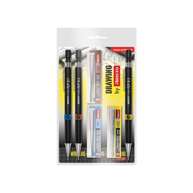 Druckbleistift-Set 0,35/0,5/0,7 3-tlg. HB mit kostenlosen Markern