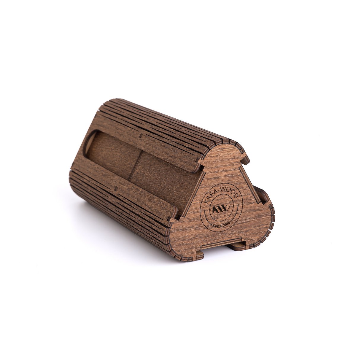 Ręcznie wykonany uchwyt na kapsułki z kawą Krea-Wood na kapsułki kompatybilne z Nespresso, w kolorze brązowym