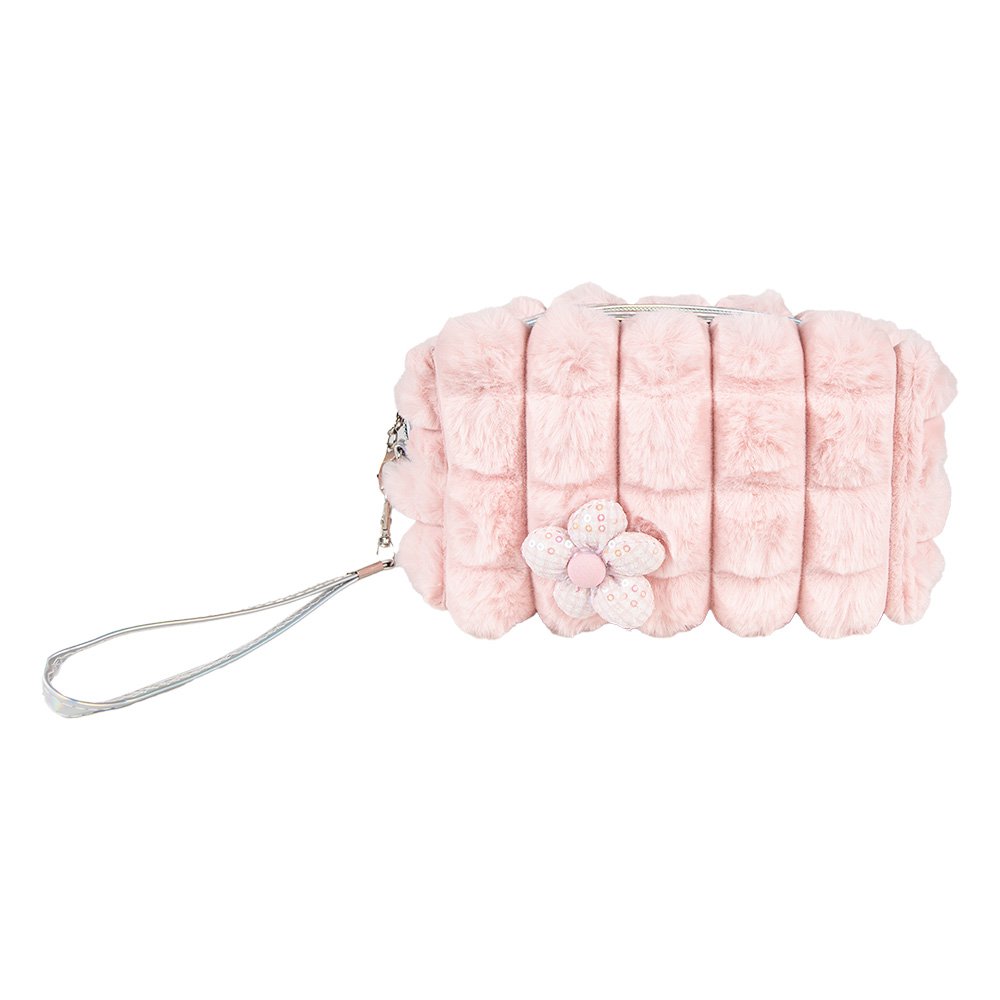 Toiletry Bag Ladies 18x7x10 cm Pink Synthetic Flower Make-Up Bag