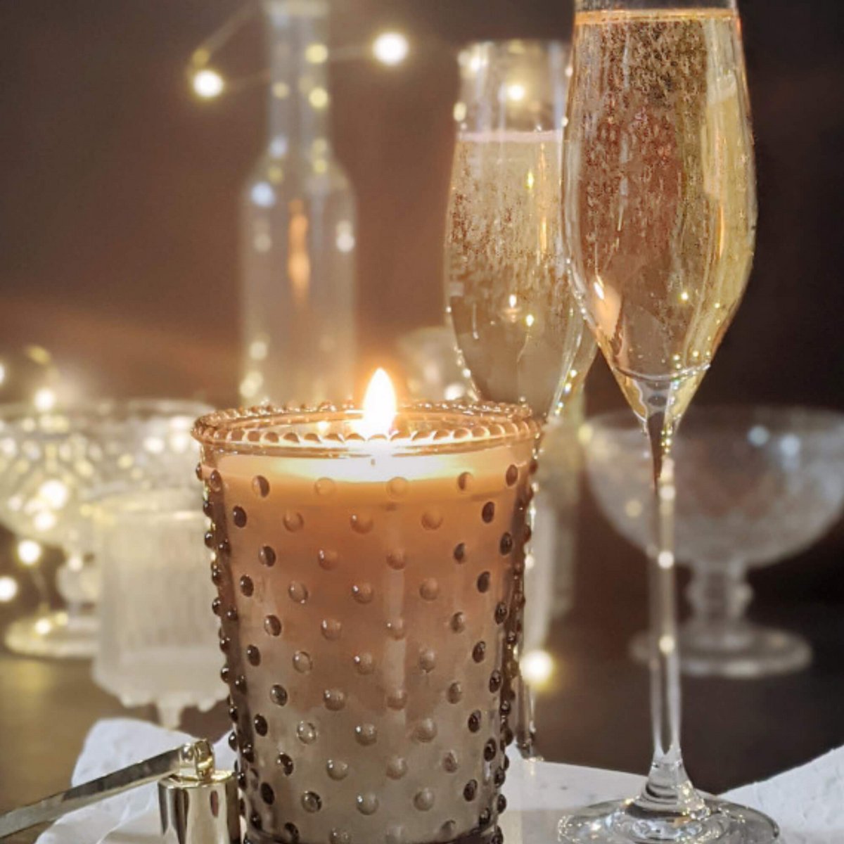 Simpatico Hobnail Glass Candle 16oz #55 Champagne