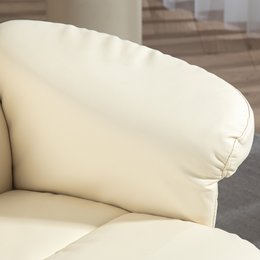 Relaxation chair with stool, 360° rotating TV chair with reclining function, reading chair for bedroom, living room, faux leather, brown