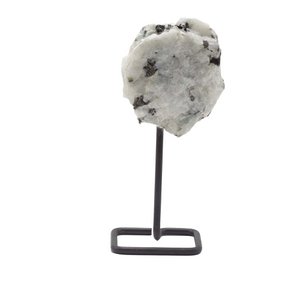 3x Mineral specimens on metal support: Moonstone