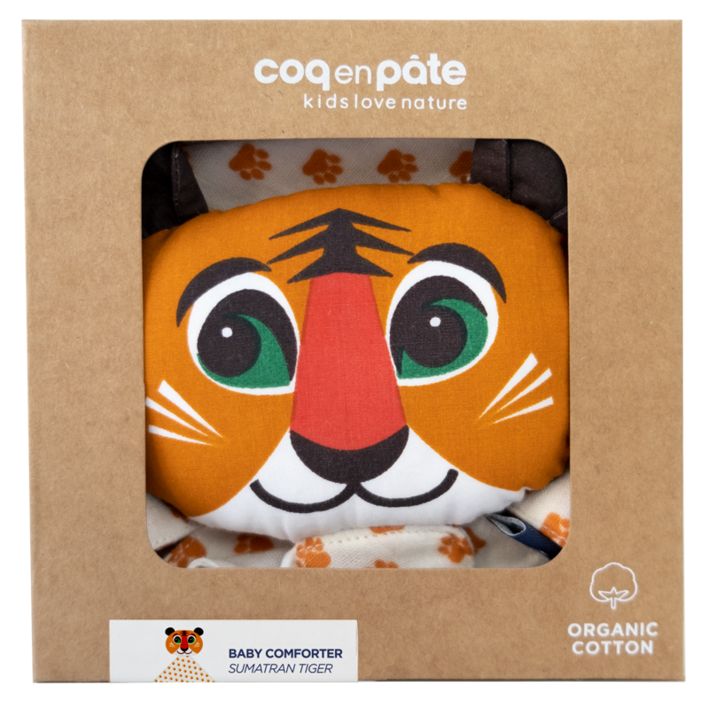 Doudou bébé coton bio, Tigre