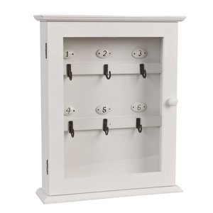 Key cabinet 25x7x31 cm white wood key holder
