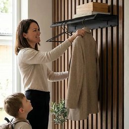 Perchero de pared Ibiza – colgador de pared con estante y ganchos