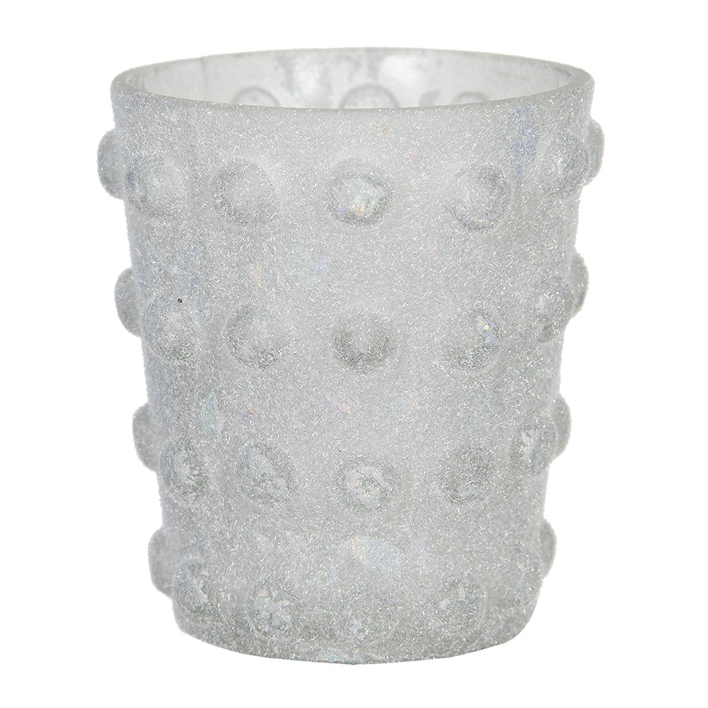 Teelichthalter Ø 8x8 cm weißer Glas Tee -Lichthalter