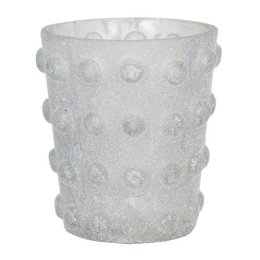 Teelichthalter Ø 8x8 cm weißer Glas Tee -Lichthalter