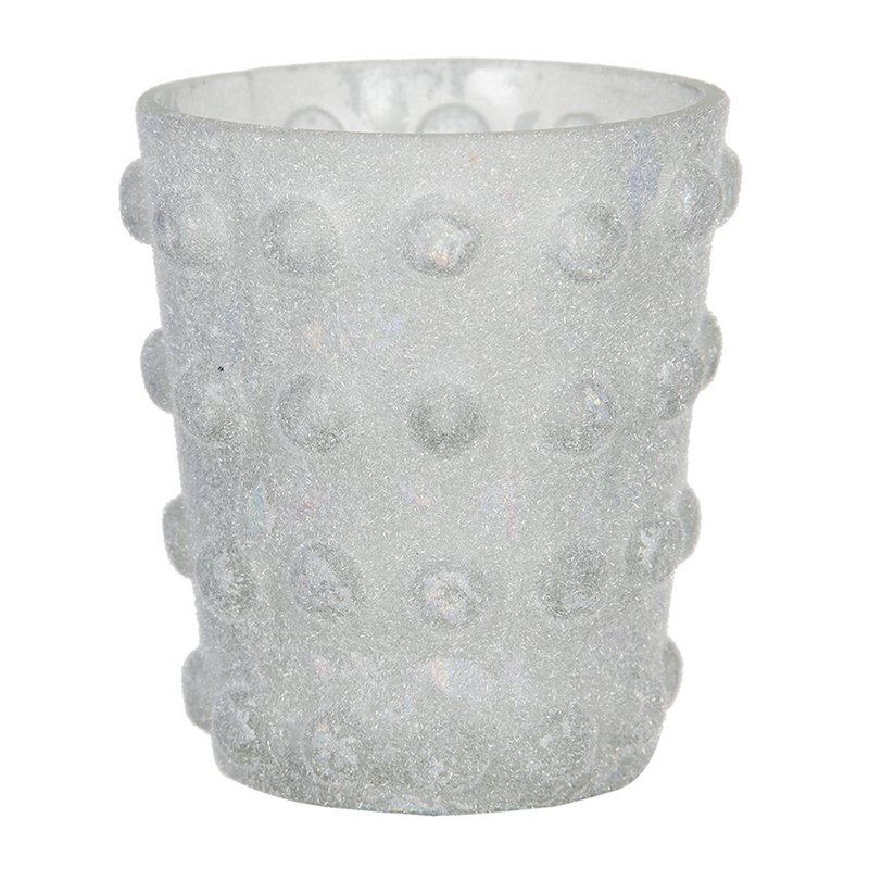 Teelichthalter Ø 8x8 cm weißer Glas Tee -Lichthalter