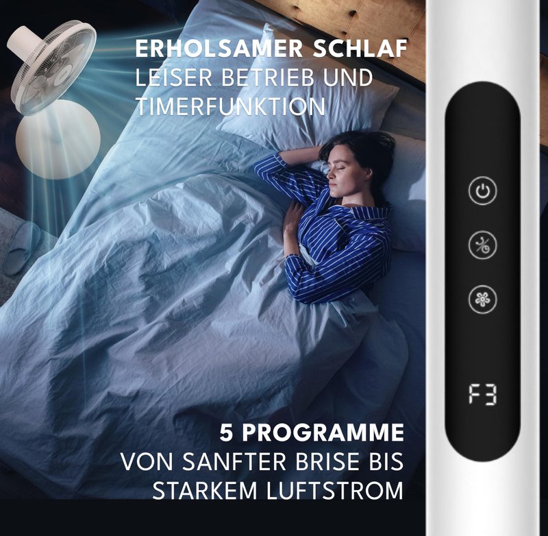 Ventilatore da terra silenzioso LIFETIME - con telecomando e display LED e 5 modalità I Risparmio energetico oscillante I Ventilatori Ventilatore da terra silenzioso per soggiorno camera da letto