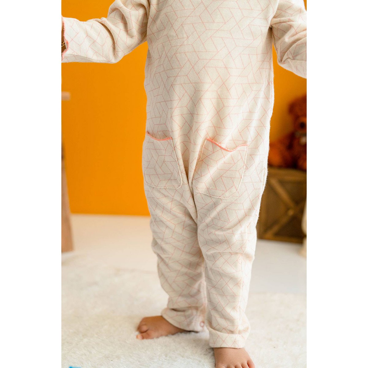 100% katoenen overall voor babymeisjes met drukknoop