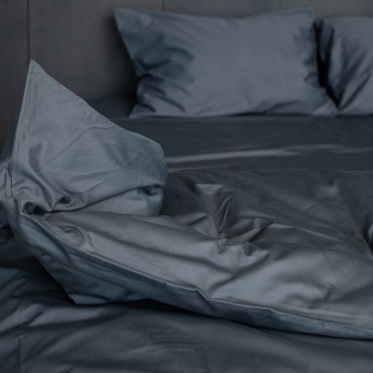 Ensemble de couette en satin 400 fils au pouce gris foncé
