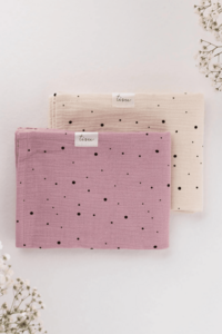 TISU mousseline set, roze + witte stip