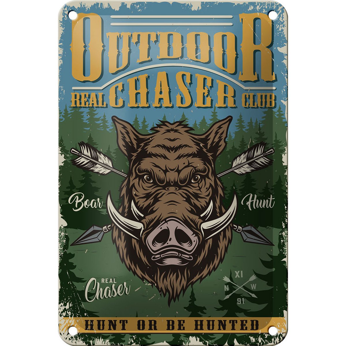 Tin sign outdoor 12x18cm hunting real chaser club decoration