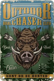 Tin sign outdoor 12x18cm hunting real chaser club decoration