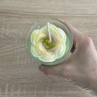Scented candle with floral decor