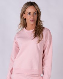 Soft, cozy pink sweater with round neckline and long sleeves. Suitable for casual or formal wear.