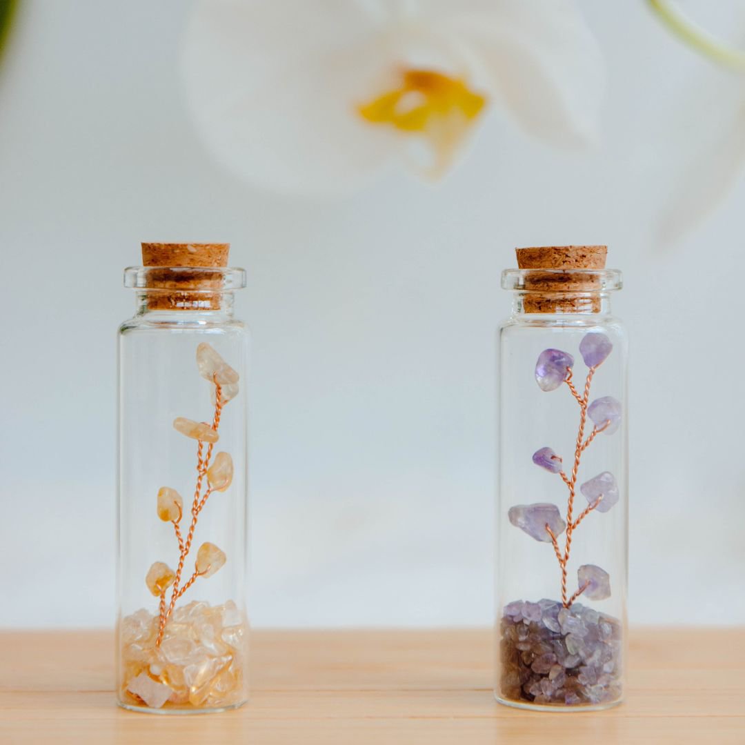Wish bottle healing card amethyst