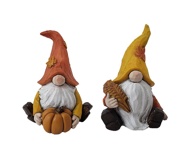 Poly gnome with white beard, 10x7.5x12.5cm
