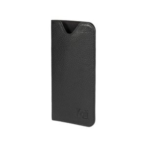 K0030AB | Glasses case in genuine full grain leather, dollar grain - Black color - Dimensions: 8.5 x 16.5 x 0.5 cm - Packaging: Bottom/lid gift box