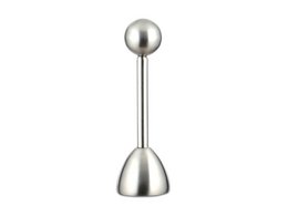 Stainless steel eggshell break point tool with a rounded handle for easy grip and use in the kitchen.