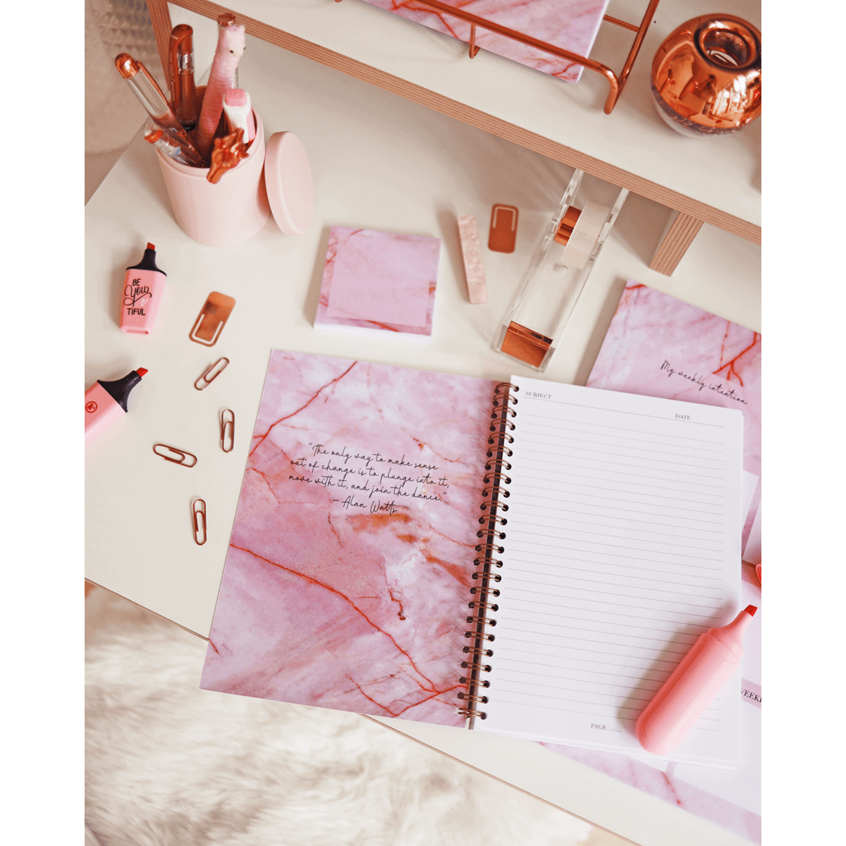 A5 Spiral Notebook in Luxurious Rose Quartz