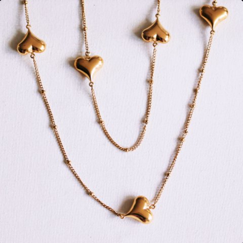 Lange ketting met hartjes