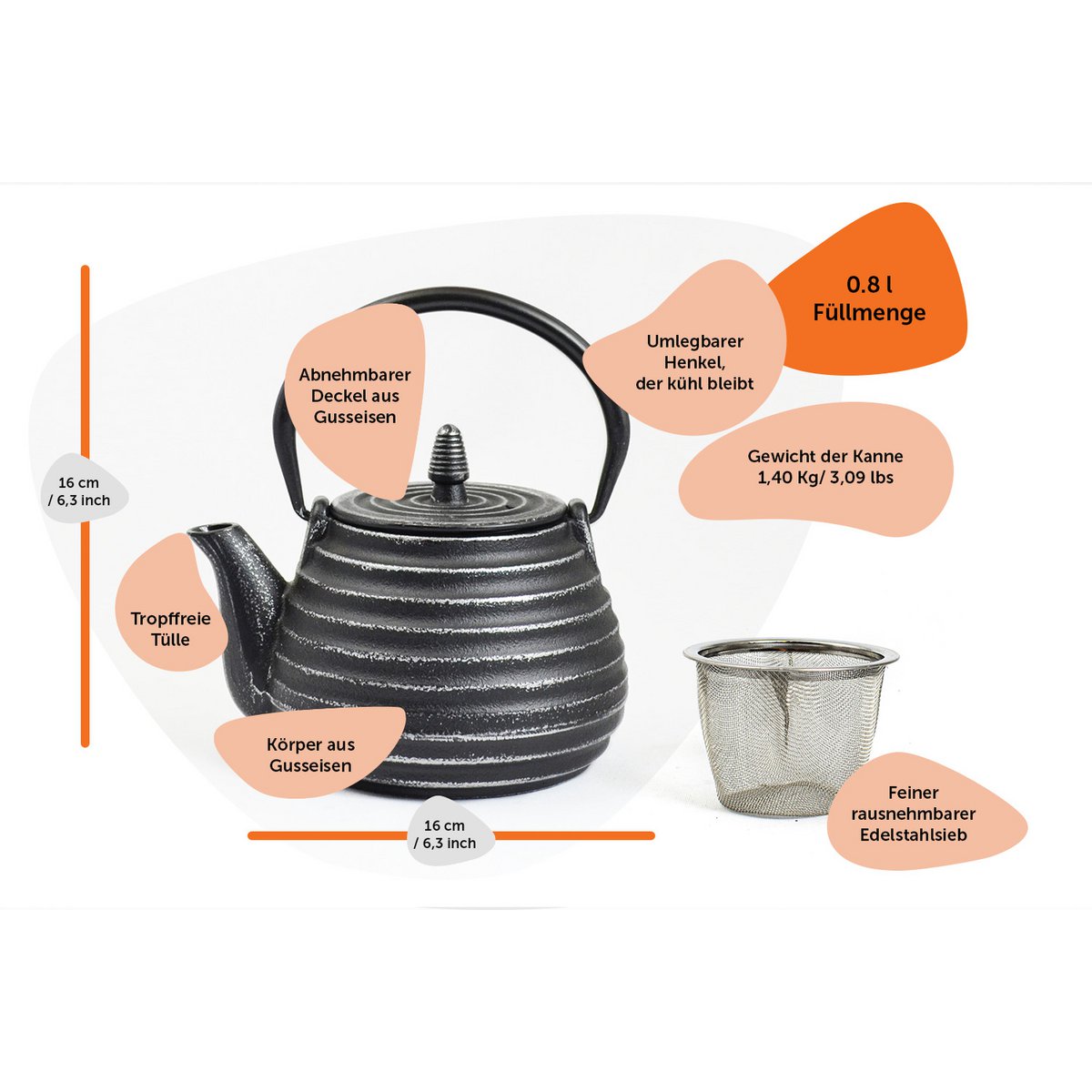 Cast Iron Teapot | iron jug | Tebie
