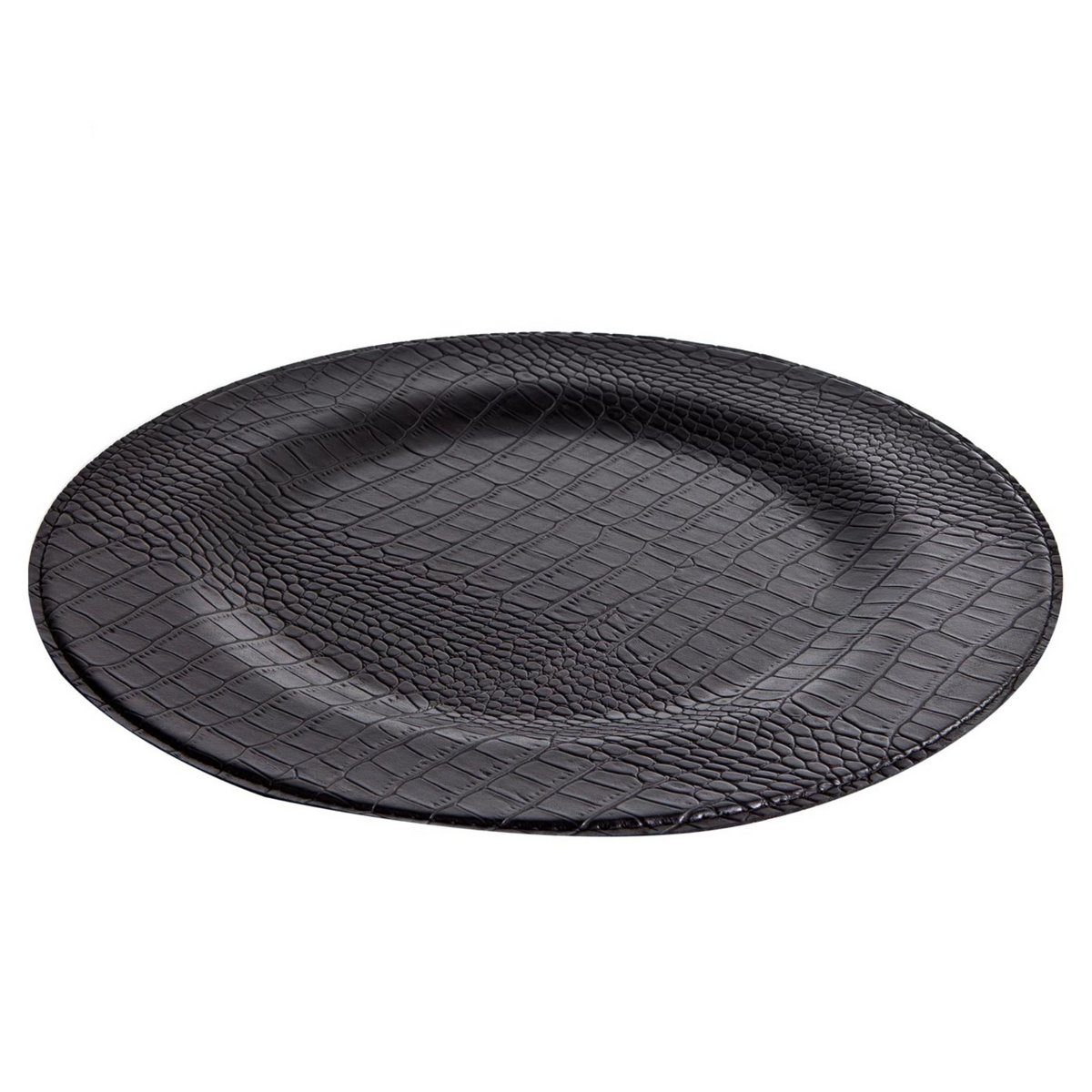 Zwart krokodil rond bord