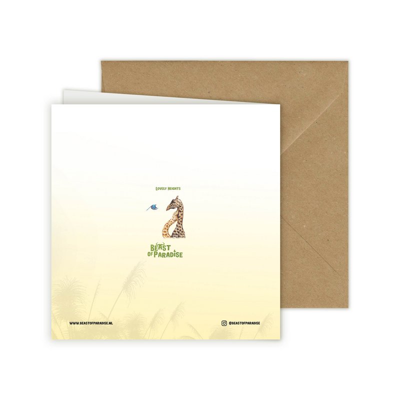 Giraffe innamorate - Biglietto d'auguri, 13 x 13 cm, Uccelli, Cartoline