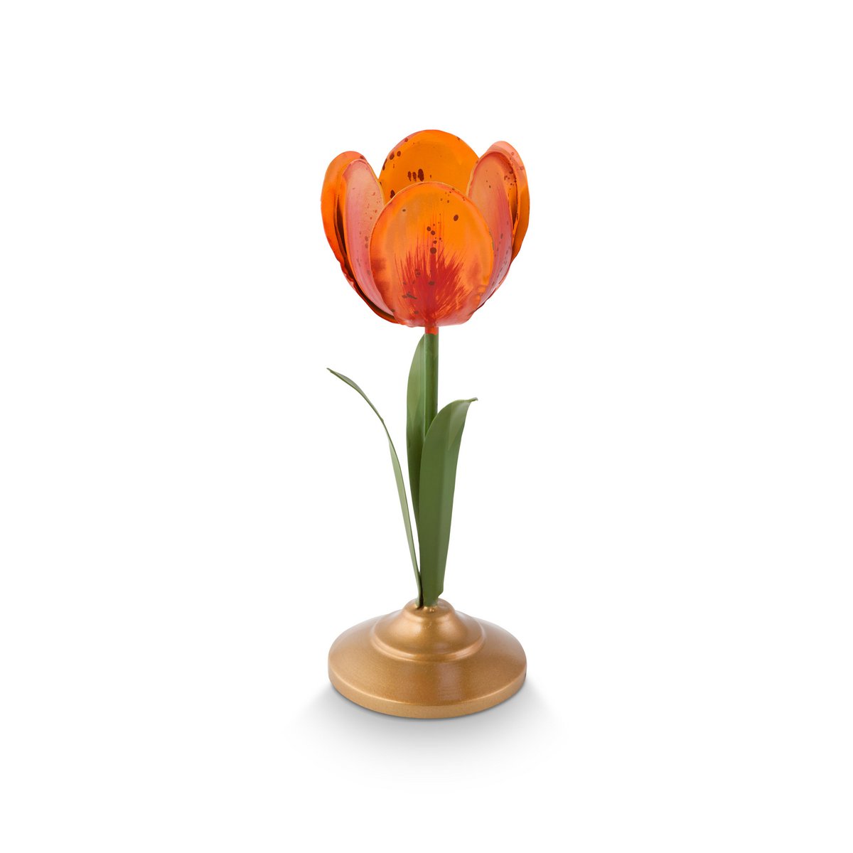 Candle Holder Metal Tulip Orange 21cm