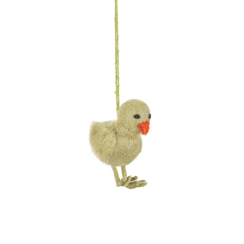 Decoración de pollito de Pascua colgante de fieltro hecho a mano (juego de 6)