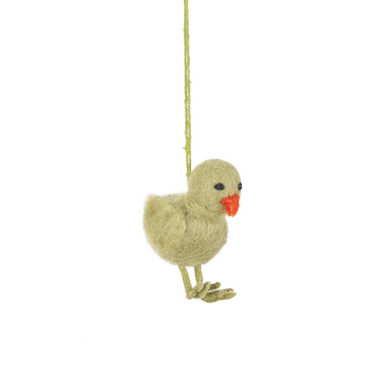 Decoración de pollito de Pascua colgante de fieltro hecho a mano (juego de 6)