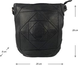 Ruime buffelleren schoudertas – Zwarte leren handtas voor dames