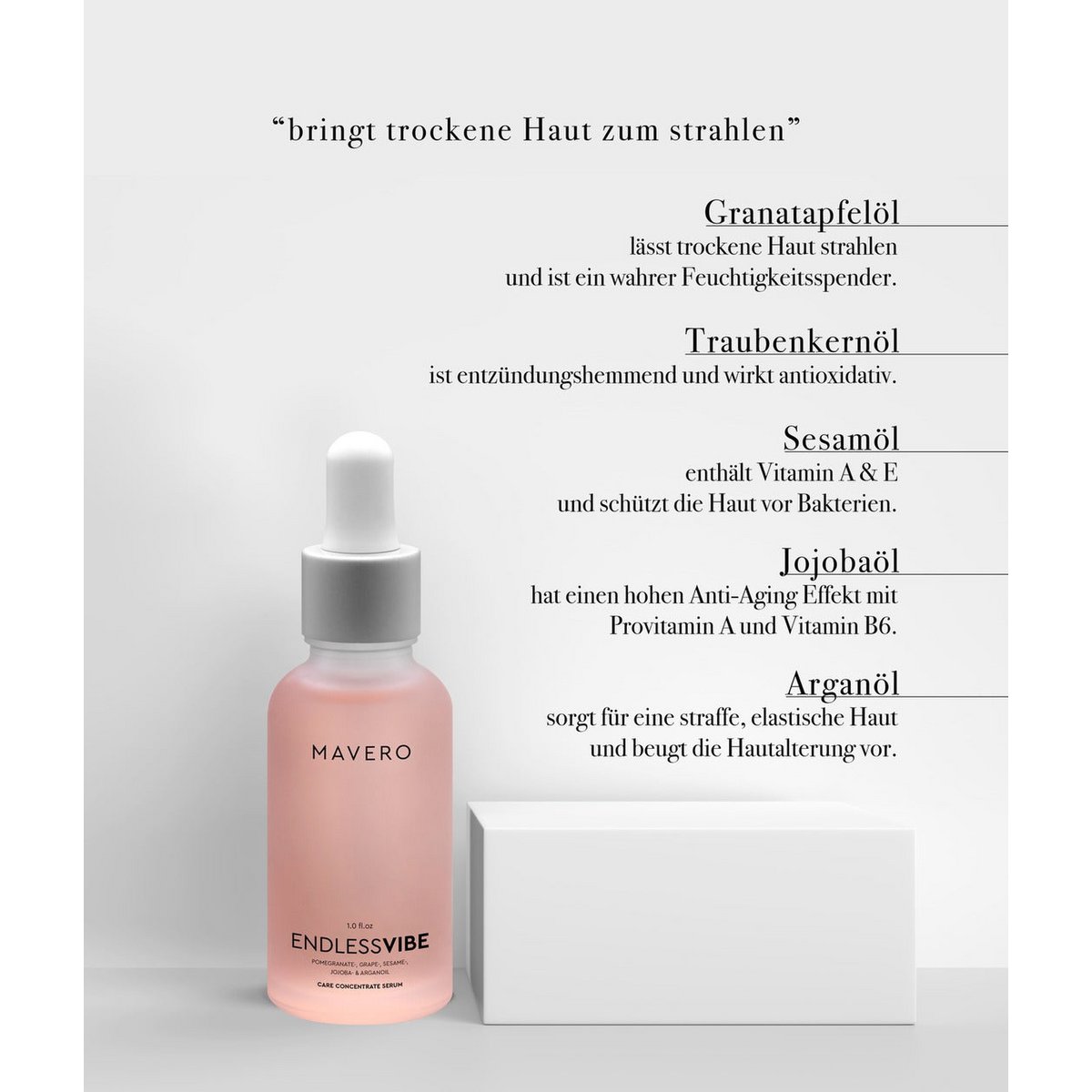ENDLESSVIBE - Gesichtsserum mit Argan-, Jojoba-, Granatapfelkern-, Traubenkern- und Sesamöl