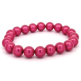  Fuchsia beaded bracelet with round, smooth beads.