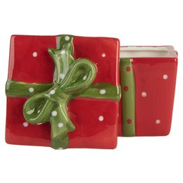 Vorratsdose Geschenk 9x9x11 cm Rote Keramik