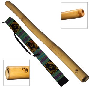 Didgeridoo bamboo PRO 120cm - Wood color - including ikat carrying bag - Luxury bamboo didgeridoo