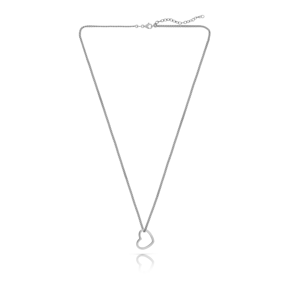 Ciondolo catena CUORE in argento rodiato