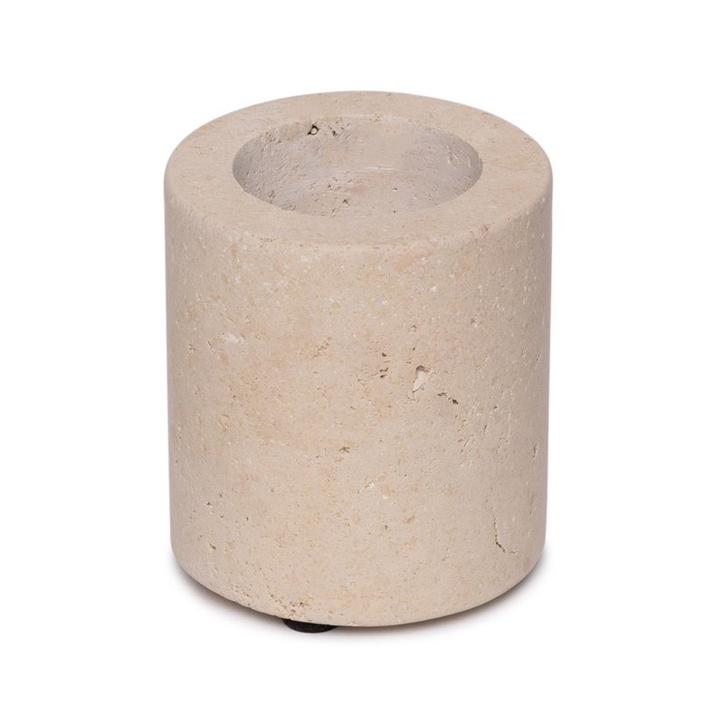 Travertin fyrfadslysholder M Ø6x7cm