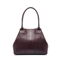 LOLA – Sac en cuir italien embossé python – Burgundy