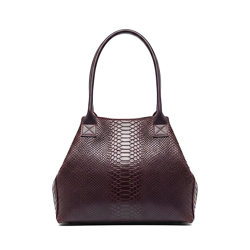 LOLA – Sac en cuir italien embossé python – Burgundy
