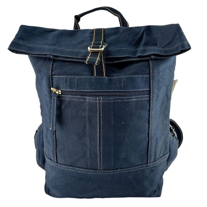 Mochila Domelo de lona encerada. Mochila unisex impermeable. Mochila de ocio vegana. Diseño de mochila enrollable monocromática con mucho espacio.
