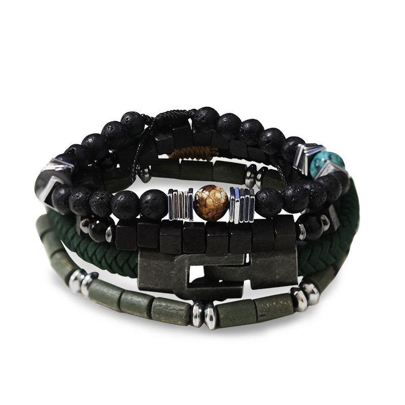 Set de 4 Pulseras de Hombre con Piedras