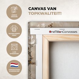 Lærredsmaleri - vægdekoration - blomster - lyserød - moderne - beige