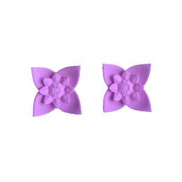 Flower stud earrings in a lilac color, featuring a dahlia-style floral design.