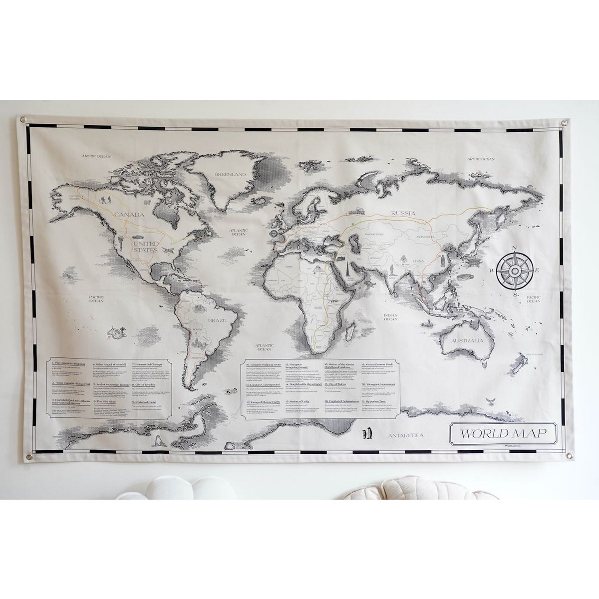 Cotton world map for children "Civilisational achievements"