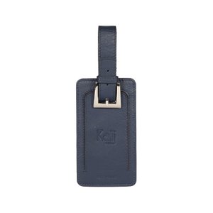 K0006DB | Gepäckanhänger aus echtem Vollnarbenleder mit leichter Narbung. Blaue Farbe. Verstellbarer Riemen. Abmessungen: 12 x 6,5 x 1 cm – Verpackung: Geschenkbox mit starrem Boden/Deckel