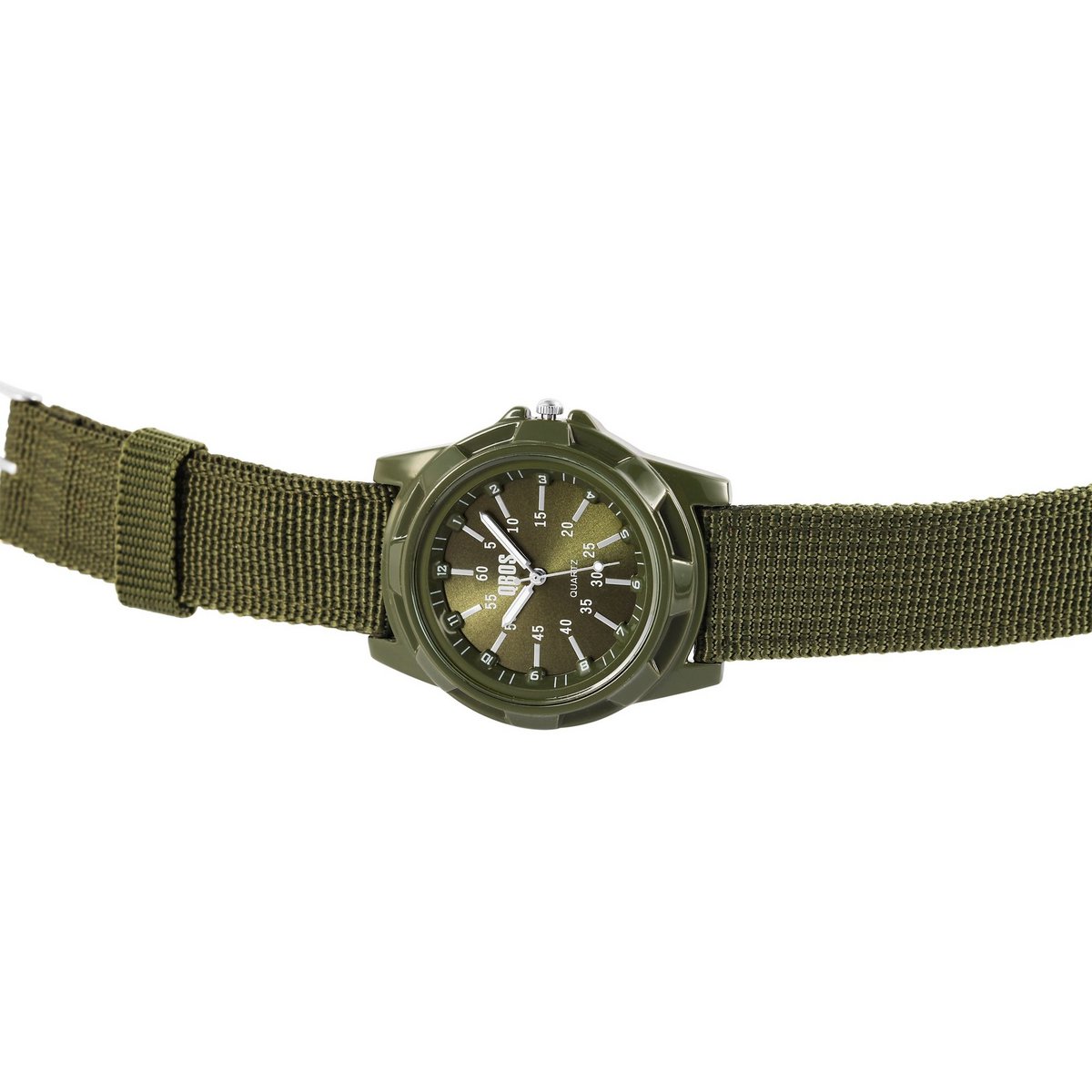 QBOS men's watch with textile strap, green